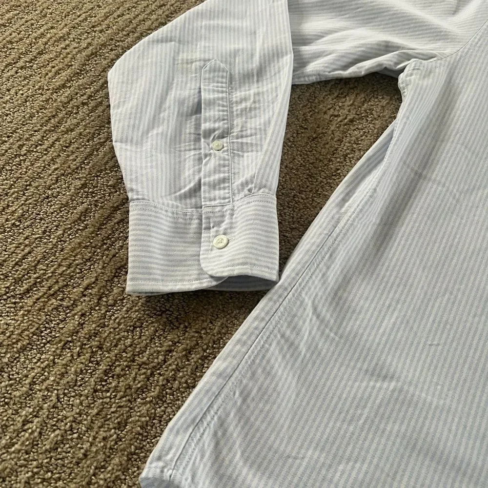 J. Crew Light Blue Collared Striped Oxford Slim Button Down Shirt